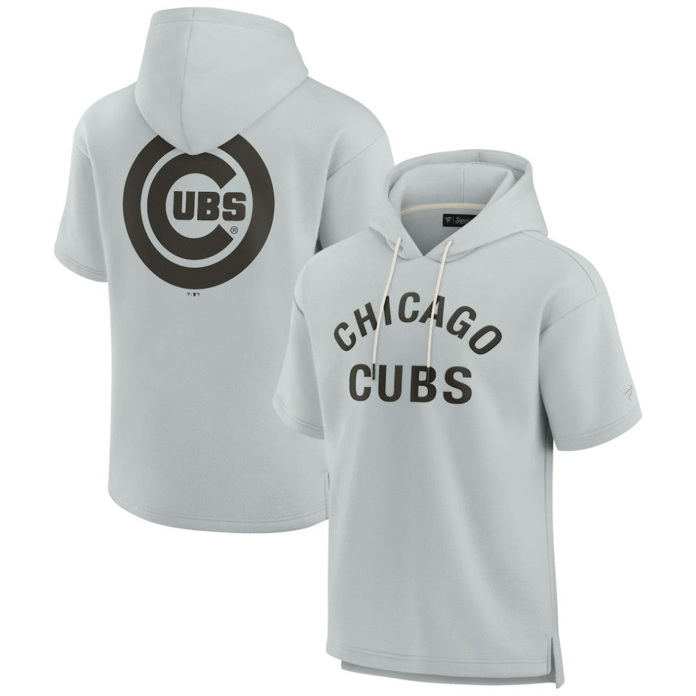 Chicago Cubs Fanatics Unisex Elements Super Soft Fleece Short Sleeve Pullover Hoodie - Gray - Fanatics Lifestyle