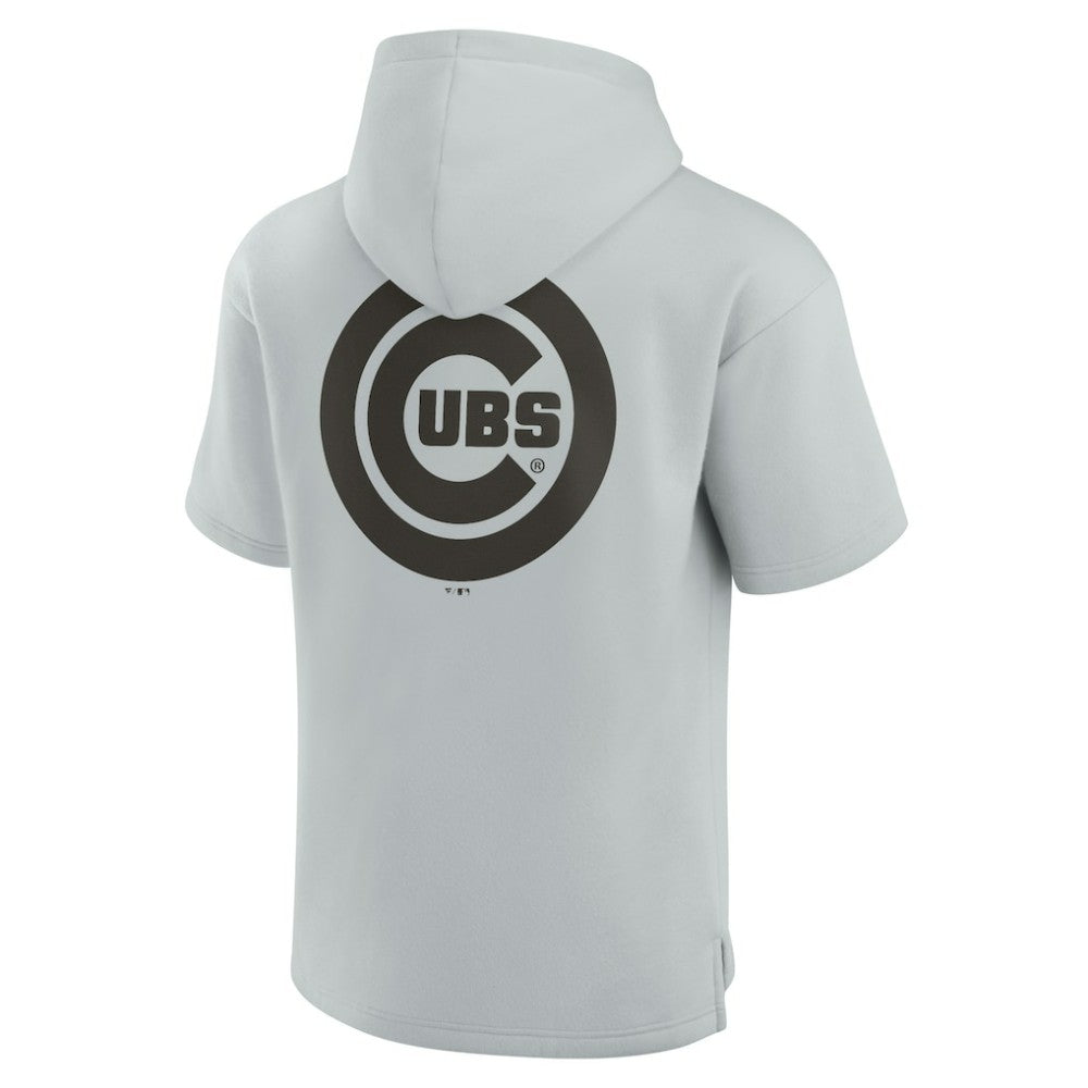 Chicago Cubs Fanatics Unisex Elements Super Soft Fleece Short Sleeve Pullover Hoodie - Gray - Fanatics Lifestyle