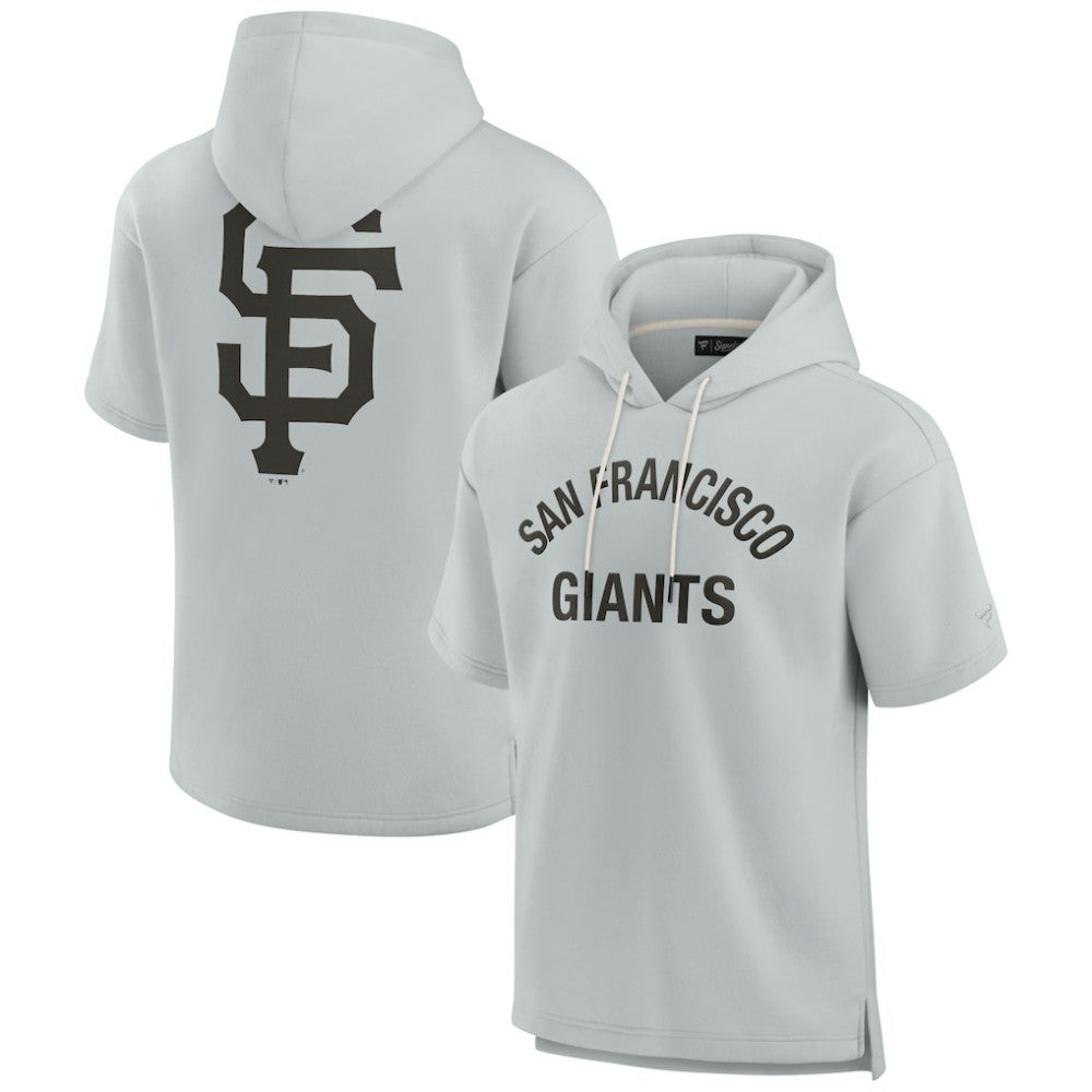 San Francisco Giants Fanatics Unisex Elements Super Soft Fleece Short Sleeve Pullover Hoodie - Gray - Fanatics Sale