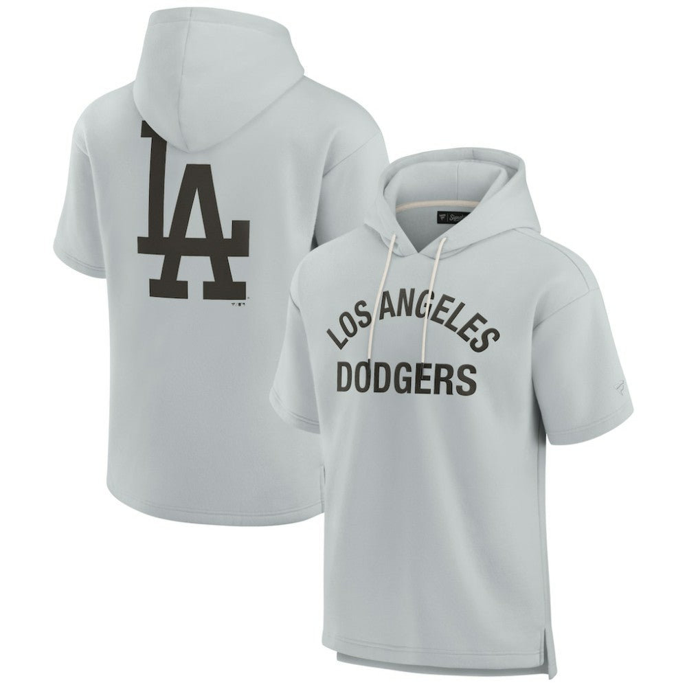 Los Angeles Dodgers Fanatics Unisex Elements Super Soft Fleece Short Sleeve Pullover Hoodie - Gray - Fanatics on Sale