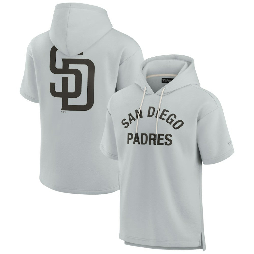 San Diego Padres Fanatics Unisex Elements Super Soft Fleece Short Sleeve Pullover Hoodie - Gray - Fanatics Sale