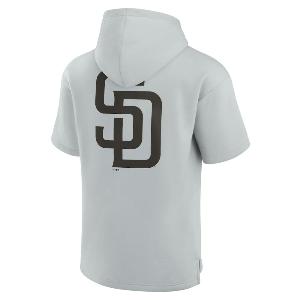 San Diego Padres Fanatics Unisex Elements Super Soft Fleece Short Sleeve Pullover Hoodie - Gray - Fanatics Sale