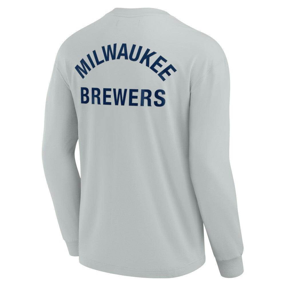 Milwaukee Brewers Fanatics Unisex Elements Super Soft Long Sleeve T-Shirt - Gray - Fanatics Sale