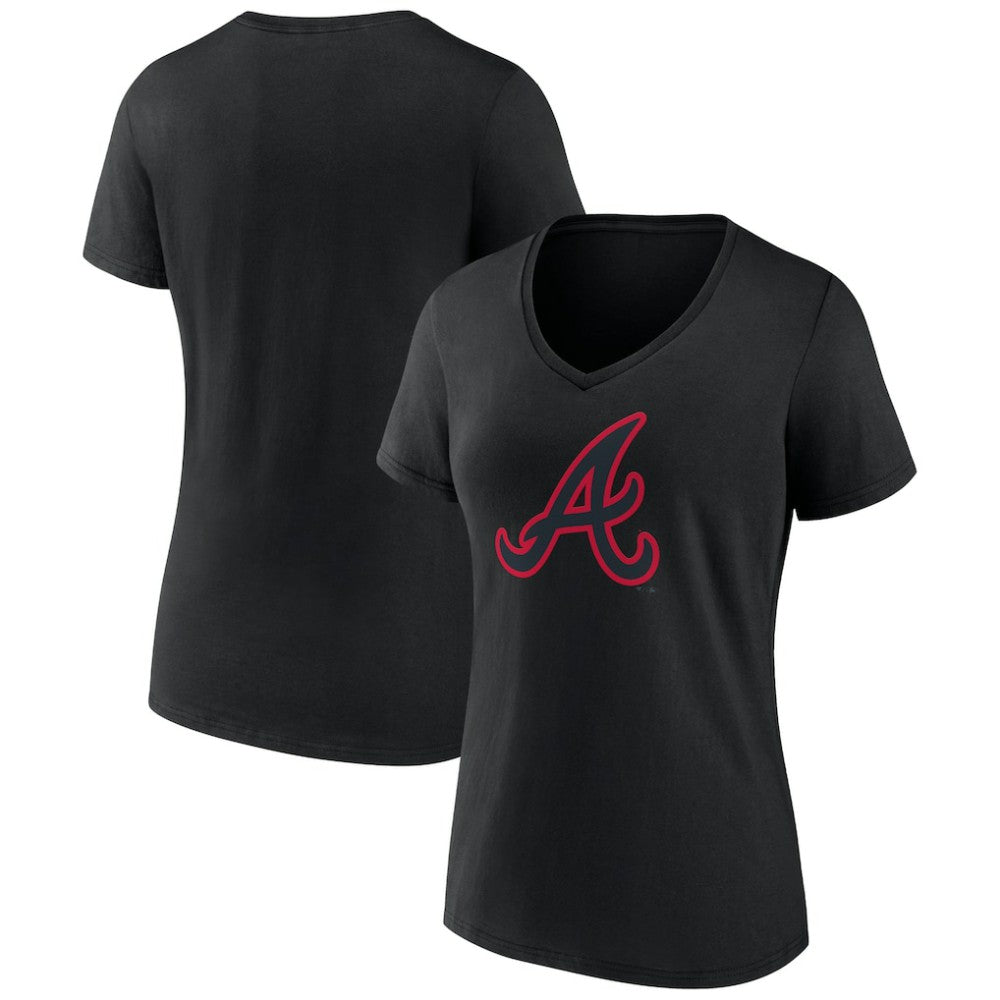 Atlanta Braves Women's Rough Diamond V-Neck T-Shirt - Black - MLB on Sale