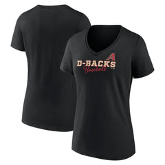 Arizona Diamondbacks Women's Back In Business V-Neck T-Shirt - Black - MLB Discount