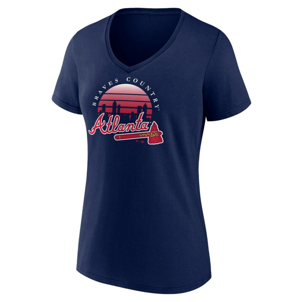 Atlanta Braves Women's One Champion V-Neck T-Shirt - Navy - MLB Sale