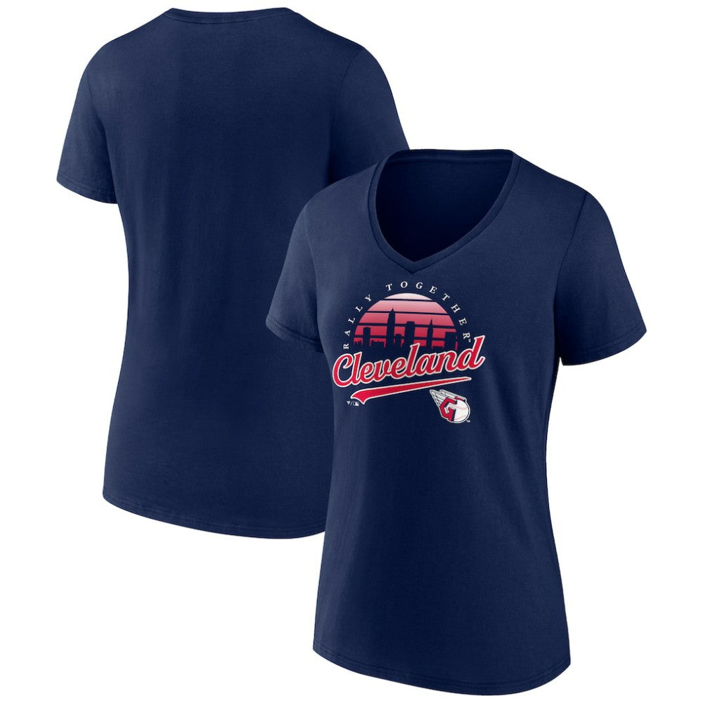 Cleveland Guardians Women's One Champion V-Neck T-Shirt - Navy - MLB Lifestyle