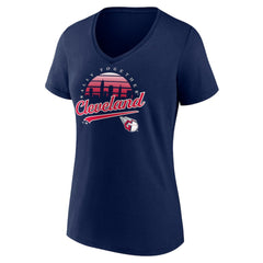 Cleveland Guardians Women's One Champion V-Neck T-Shirt - Navy - MLB Lifestyle