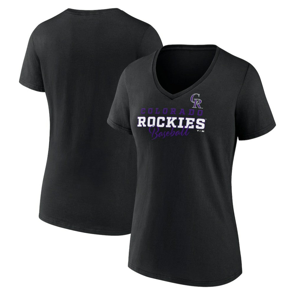 Colorado Rockies Women's Back In Business V-Neck T-Shirt - Black - MLB Discount
