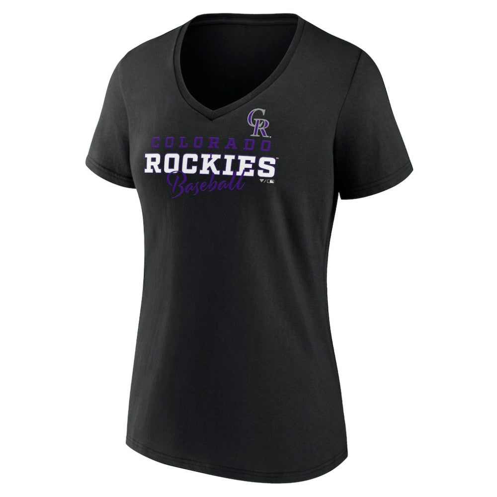 Colorado Rockies Women's Back In Business V-Neck T-Shirt - Black - MLB Discount
