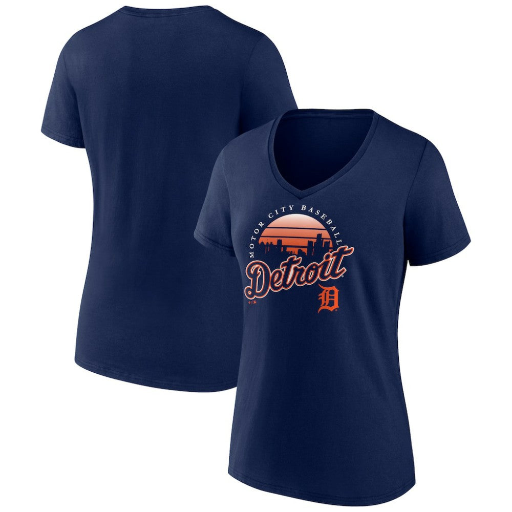 Detroit Tigers Women's One Champion V-Neck T-Shirt - Navy - MLB Sale
