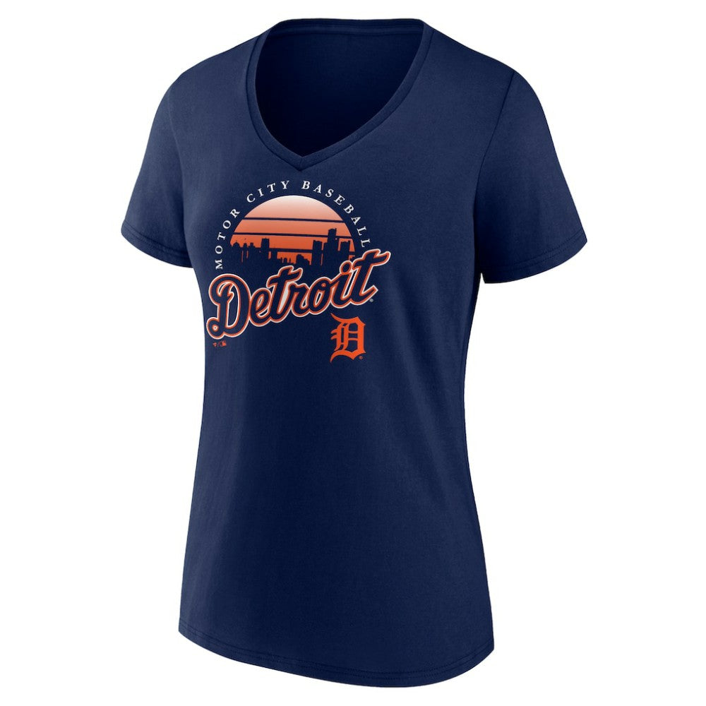 Detroit Tigers Women's One Champion V-Neck T-Shirt - Navy - MLB Sale