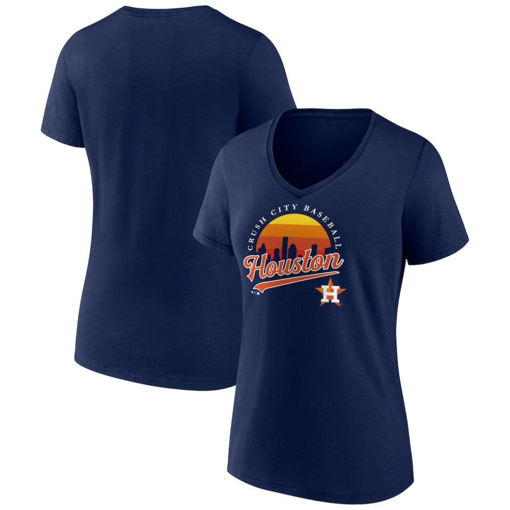 Houston Astros Women's One Champion V-Neck T-Shirt - Navy - MLB Sale