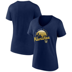 Milwaukee Brewers Women's One Champion V-Neck T-Shirt - Navy - MLB Online
