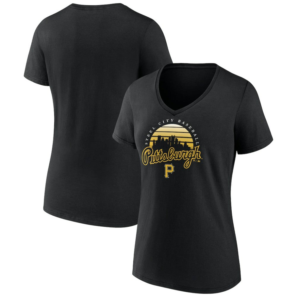 Pittsburgh Pirates Women's One Champion V-Neck T-Shirt - Black - MLB Discount