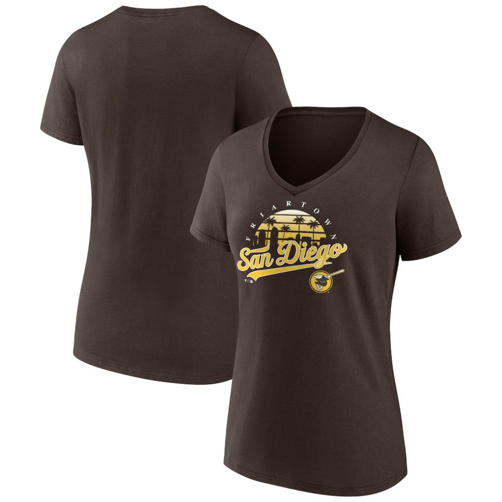 San Diego Padres Women's One Champion V-Neck T-Shirt - Brown - MLB Lifestyle