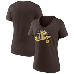 San Diego Padres Women's One Champion V-Neck T-Shirt - Brown - MLB Lifestyle