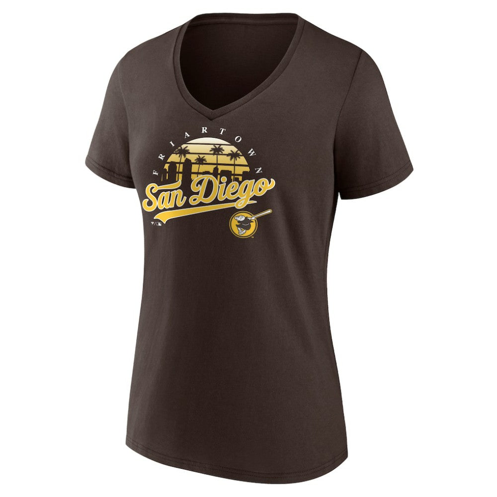 San Diego Padres Women's One Champion V-Neck T-Shirt - Brown - MLB Lifestyle