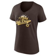 San Diego Padres Women's One Champion V-Neck T-Shirt - Brown - MLB Lifestyle