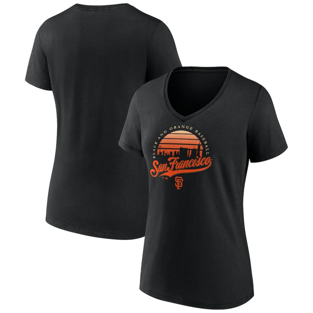 San Francisco Giants Women's One Champion V-Neck T-Shirt - Black - MLB Discount
