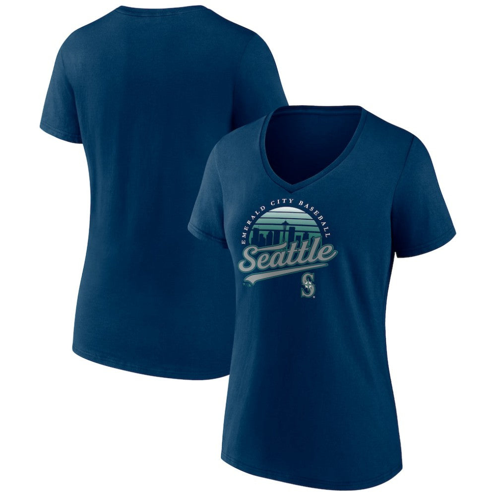 Seattle Mariners Women's One Champion V-Neck T-Shirt - Navy - MLB Lifestyle