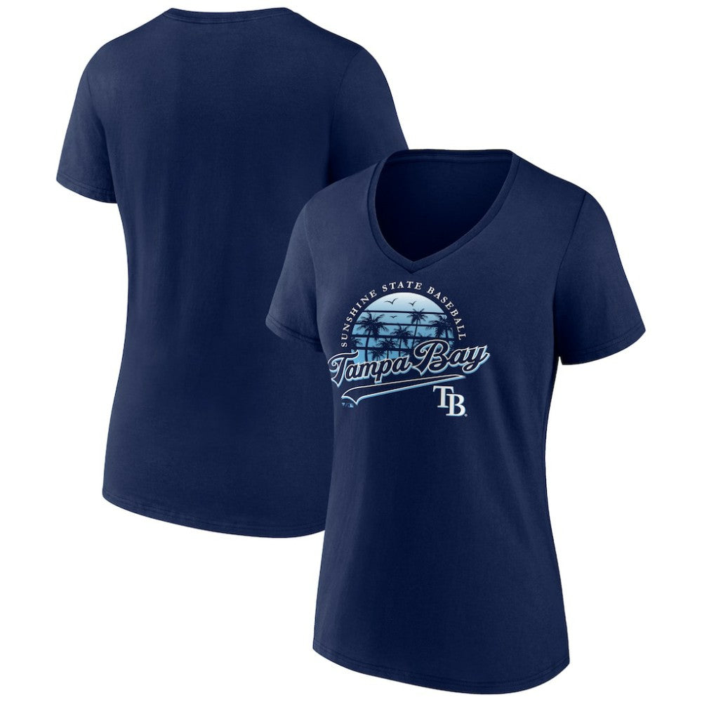 Tampa Bay Rays Women's One Champion V-Neck T-Shirt - Navy - MLB on Sale