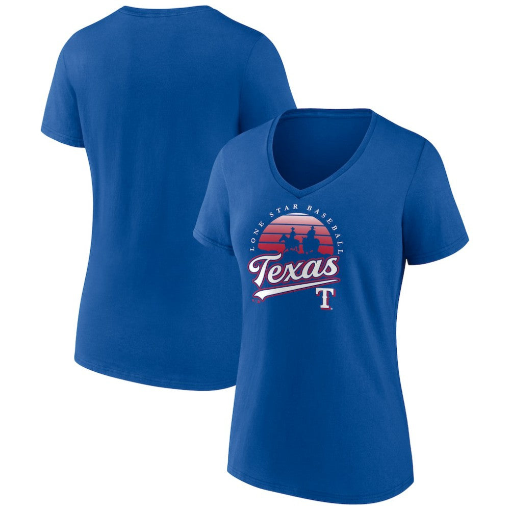 Texas Rangers Women's One Champion V-Neck T-Shirt - Royal - MLB Discount