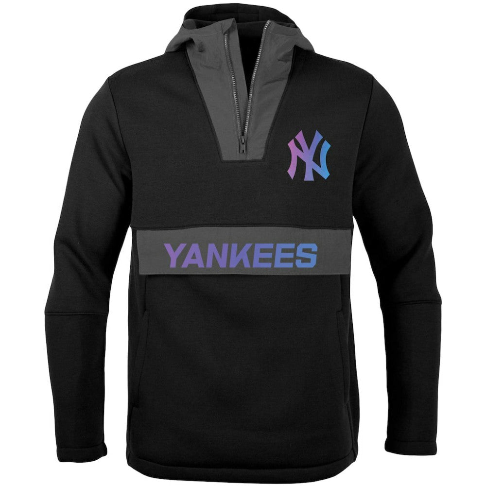 New York Yankees Levelwear Ruckus Quarter-Zip Hoodie - Black - MLB Lifestyle