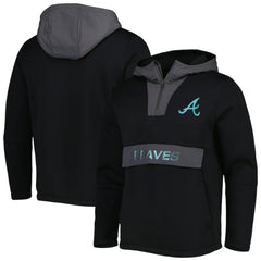 Atlanta Braves Levelwear Ruckus Quarter-Zip Hoodie - Black - MLB Lifestyle