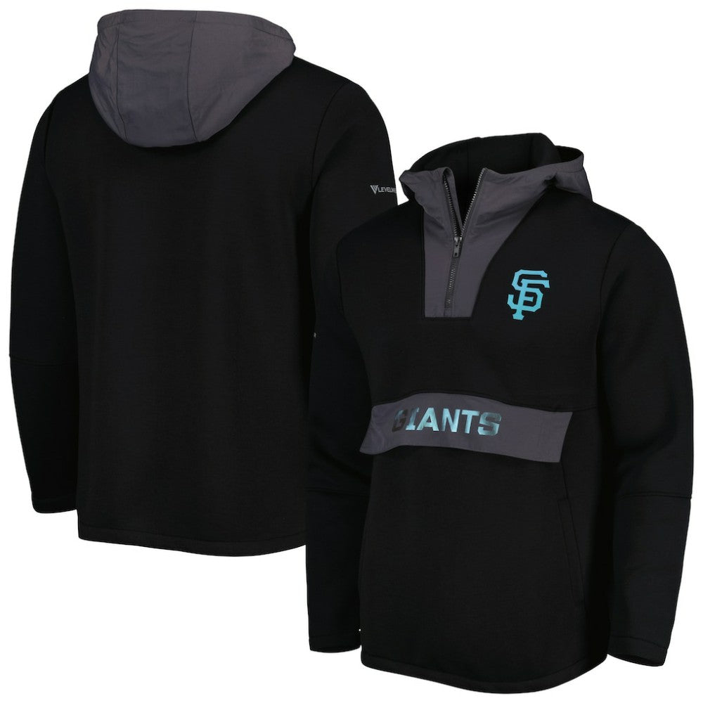 San Francisco Giants Levelwear Ruckus Quarter-Zip Hoodie - Black - MLB Discount