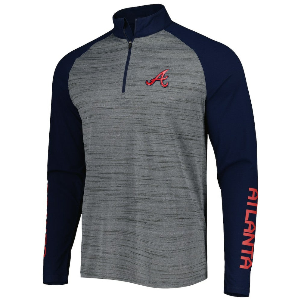 Atlanta Braves Levelwear Vandal Raglan Quarter-Zip Top - Heather Gray - MLB Sale