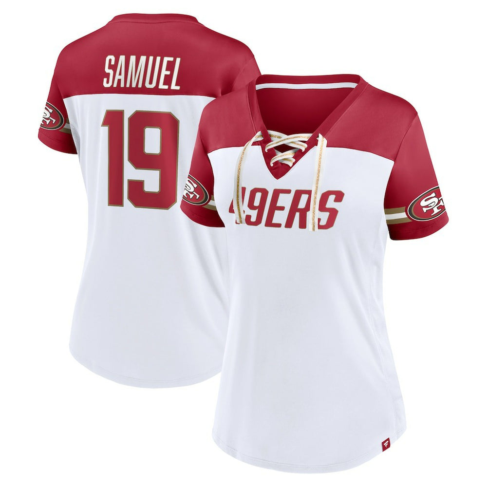 Fanatics Deebo Samuel San Francisco 49ers Women's Athena Name & Number V-Neck Top White