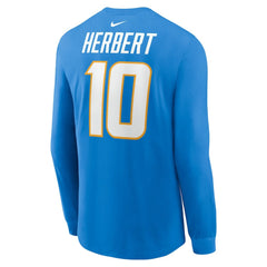 Nike Justin Herbert Los Angeles Chargers Player Name & Number Long Sleeve T-Shirt Powder Blue