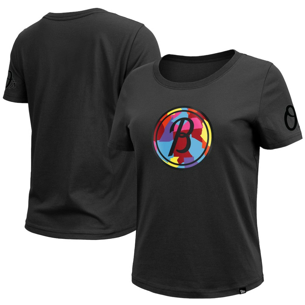 Baltimore Orioles New Era Women's 2023 City Connect Cap Logo T-Shirt - Black - New Era Online