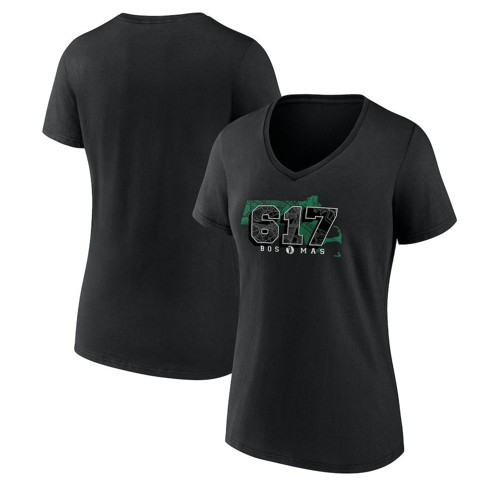 Boston Celtics Women's Core Hometown Launch V-Neck T-Shirt Black