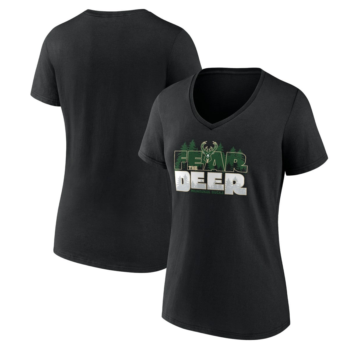 Women's Black Milwaukee Bucks Core Hometown V-Neck T-Shirt