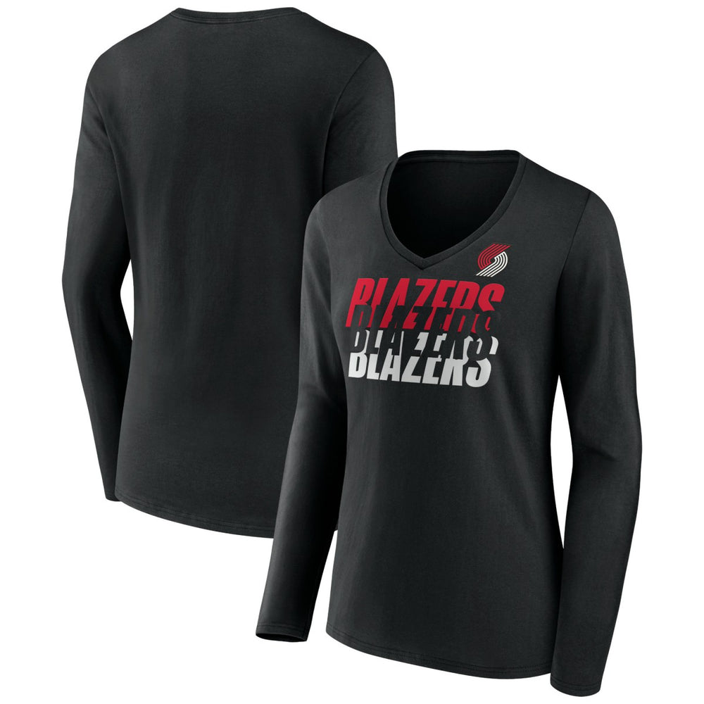 San Antonio Spurs Women's Tumble V-Neck Long Sleeve T-Shirt Black