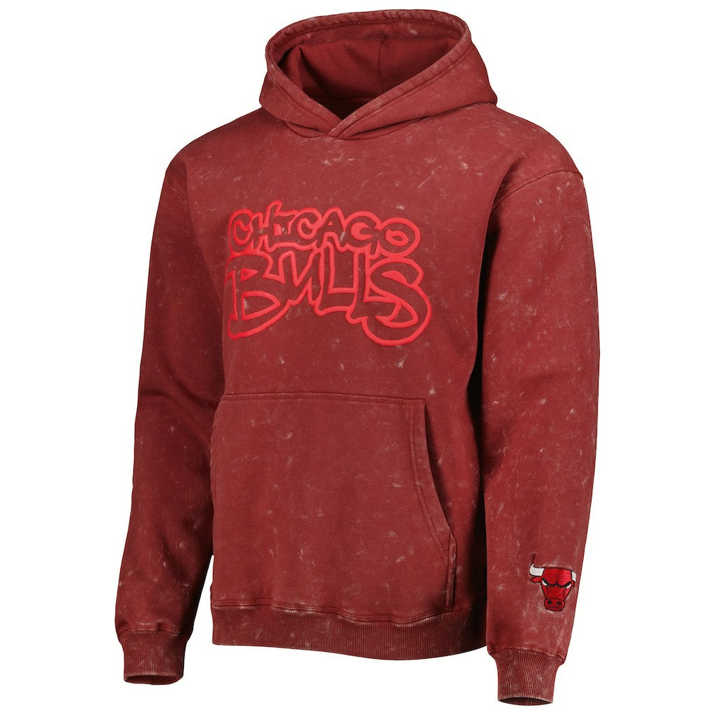 Chicago Bulls The Wild Collective Unisex Tonal Acid Wash Pullover Hoodie Red