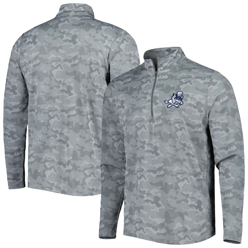 Dallas Cowboys Antigua Brigade Throwback Quarter-Zip Top Gray