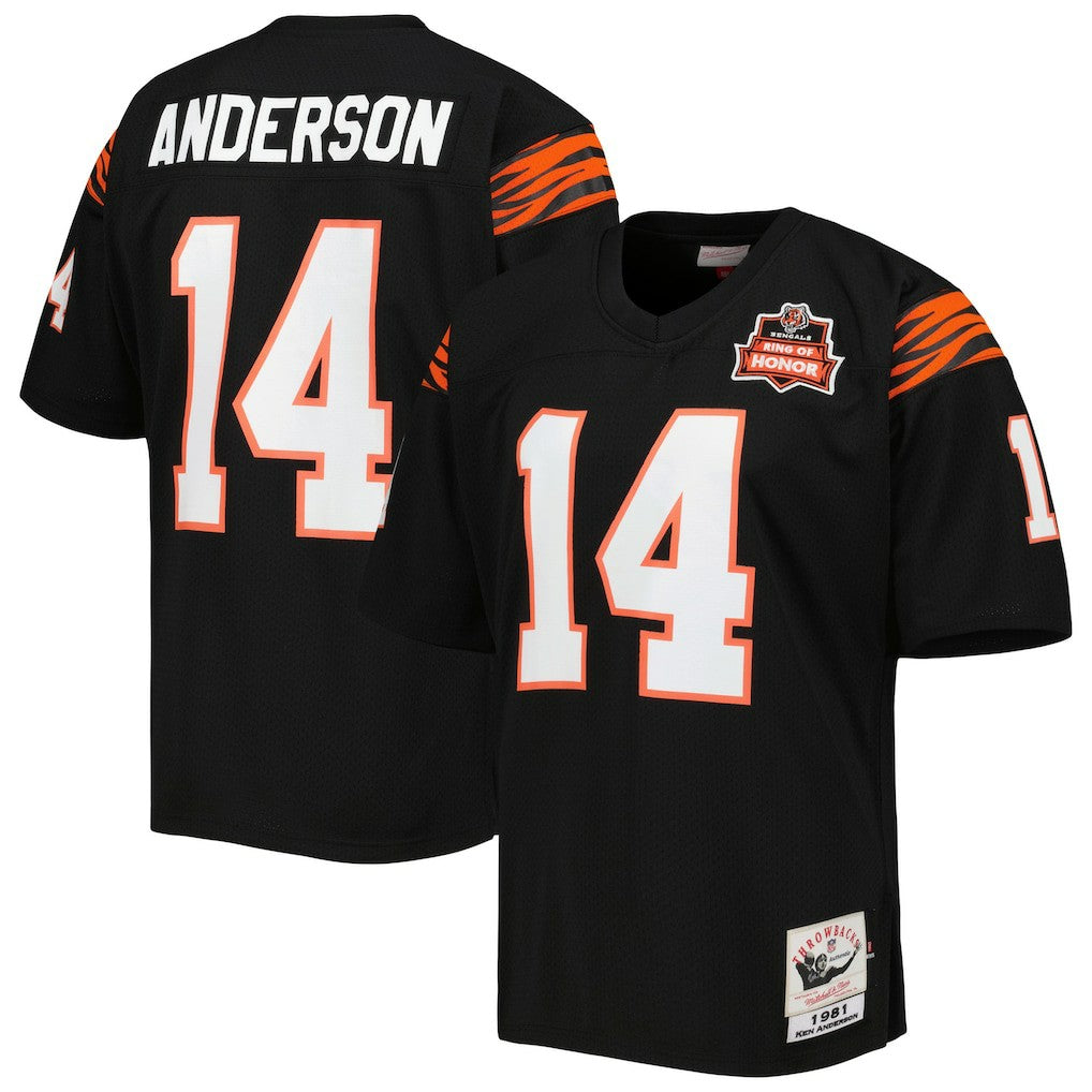 Mitchell & Ness Ken Anderson Cincinnati Bengals 1981 Authentic Throwback Retired Player Jersey Black