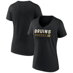 Boston Bruins Women's Primary Play V-Neck T-Shirt - Black - NHL 5060056