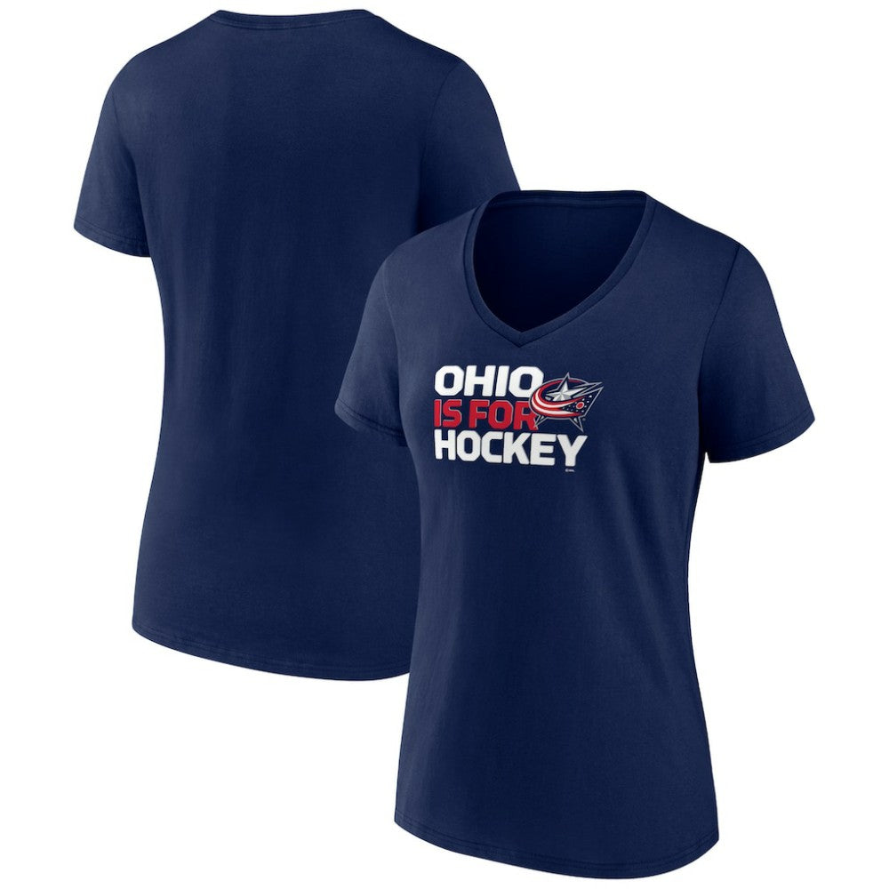 Columbus Blue Jackets Women's Active Edge V-Neck T-Shirt - Navy - NHL 5060073