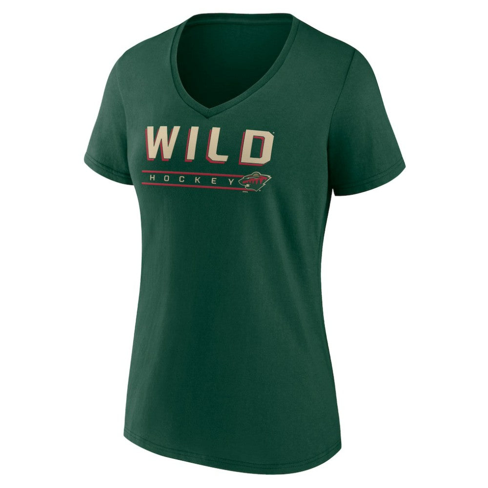 Minnesota Wild Women's Primary Play V-Neck T-Shirt - Green - NHL 5060088