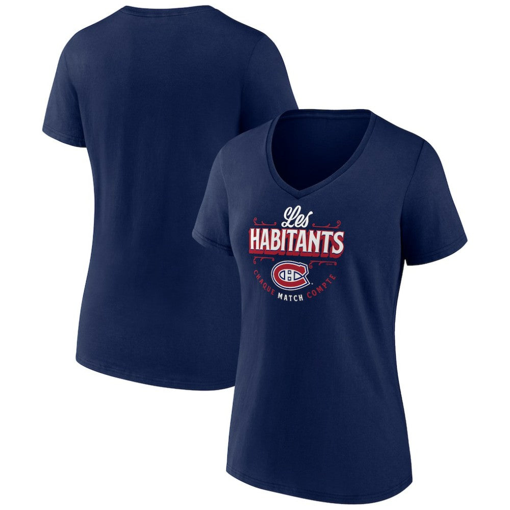 Montreal Canadiens Women's Active Edge V-Neck T-Shirt - Navy - NHL 5060090