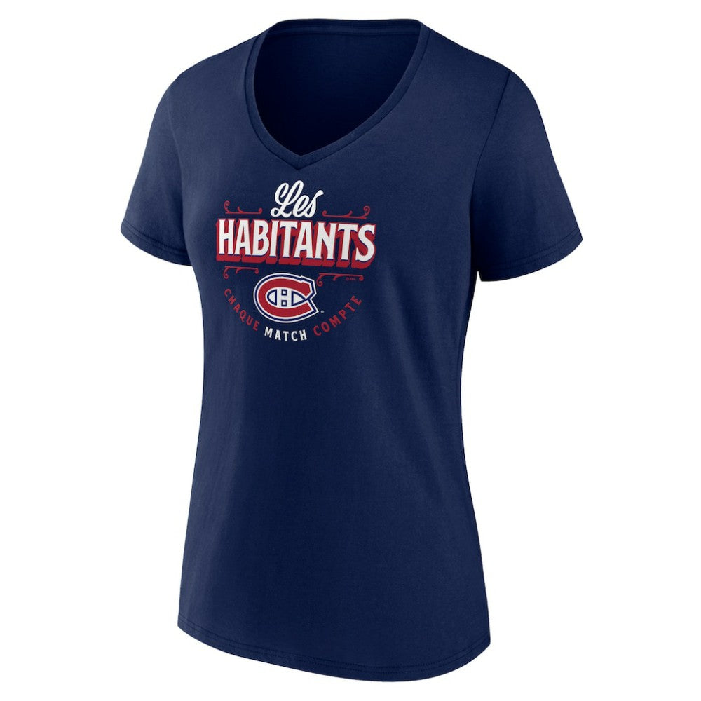Montreal Canadiens Women's Active Edge V-Neck T-Shirt - Navy - NHL 5060090