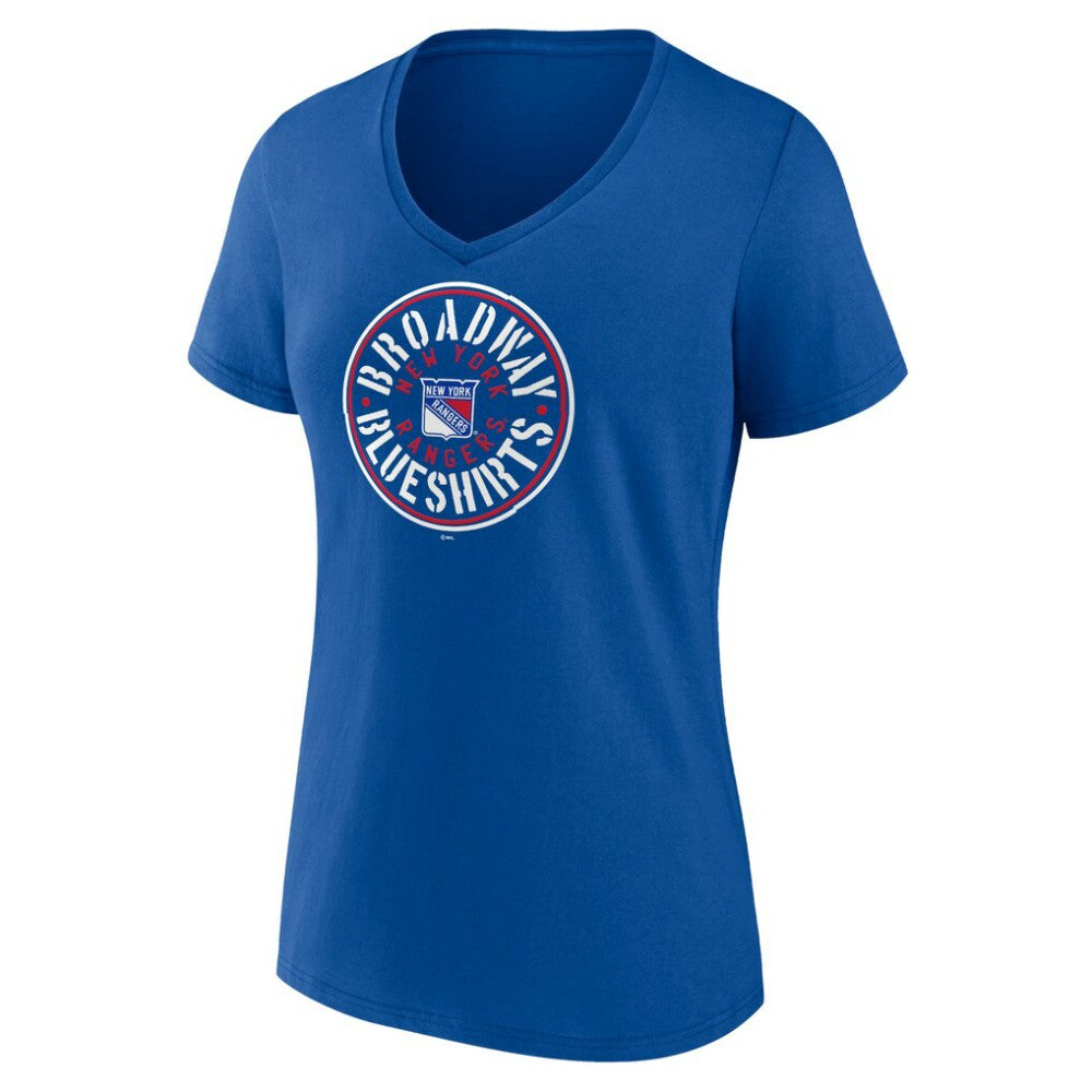 New York Rangers Women's Active Edge V-Neck T-Shirt - Blue - NHL 5060102