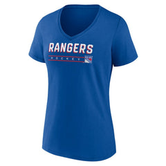 New York Rangers Women's Primary Play V-Neck T-Shirt - Blue - NHL 5060103