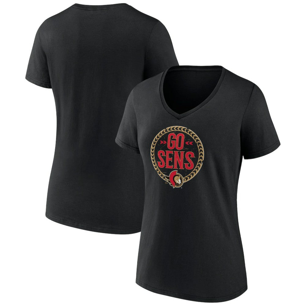 Ottawa Senators Women's Active Edge V-Neck T-Shirt - Black - NHL 5060105