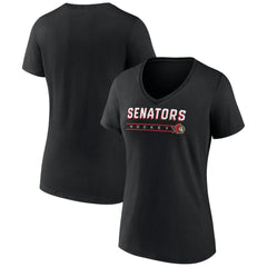 Ottawa Senators Women's Primary Play V-Neck T-Shirt - Black - NHL 5060106
