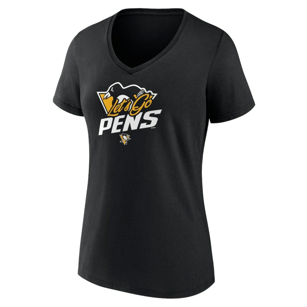 Pittsburgh Penguins Women's Active Edge V-Neck T-Shirt - Black - NHL 5060111